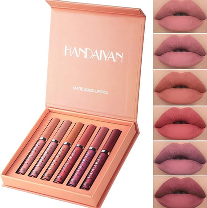 Sexy Lips Handaiyan Set de 6 Pintalabios Color Mate ¡Labios 80% mas gruesos sin AH!💋 - [PROMOCIÓN DISPONIBLE SOLO HOY]