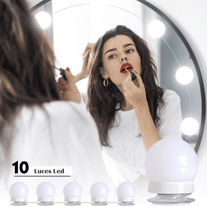Glowmir Kit De Luces Led Para Espejo Estilo Hollywood 10 Bombillas - [PROMOCIÓN DISPONIBLE SOLO HOY]